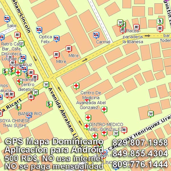 El Mapa GPS de la ciudad Santo Domingo, Sur de la Republica Dominicana