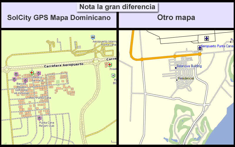 El mapa GPS de Punta Cana con todos hoteles